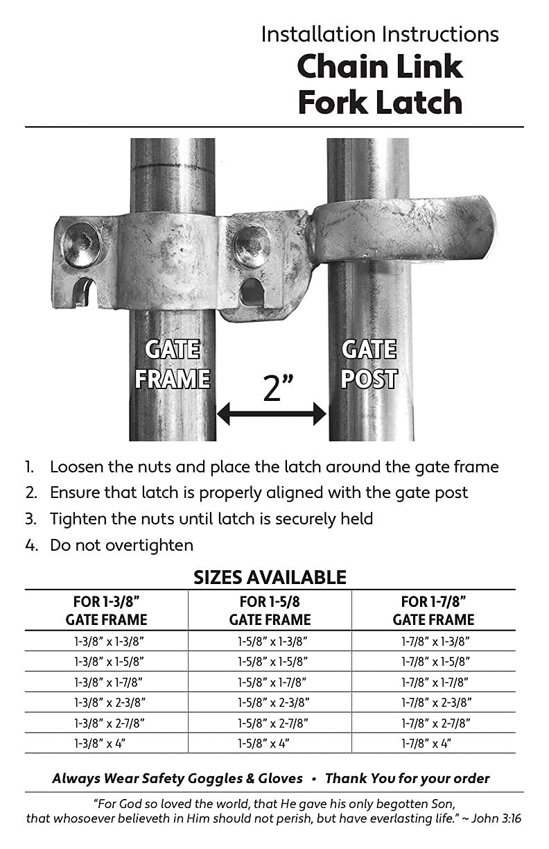 Jake Sales 1-3/8" x 2-7/8" Chain Link Fence Gate Fork Latch - Fence Gate Latch - Galvanized Fence Gate Latch with Hole for Padlock - Image 4